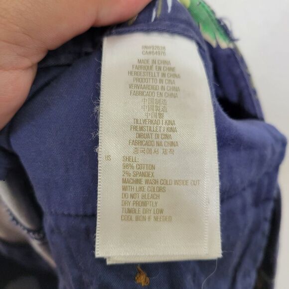 Fossil Navy Blue Tropical Hawaiian Surfer Vacation Flat Front Chino Shorts Sz 10 - Picture 8 of 8